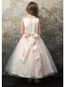 Satin Tulle Flower Girl Dress With Rhinestone Belt